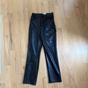Abercrombie Black Leather Pants 90s Straight Ultra High Rise Curve Love